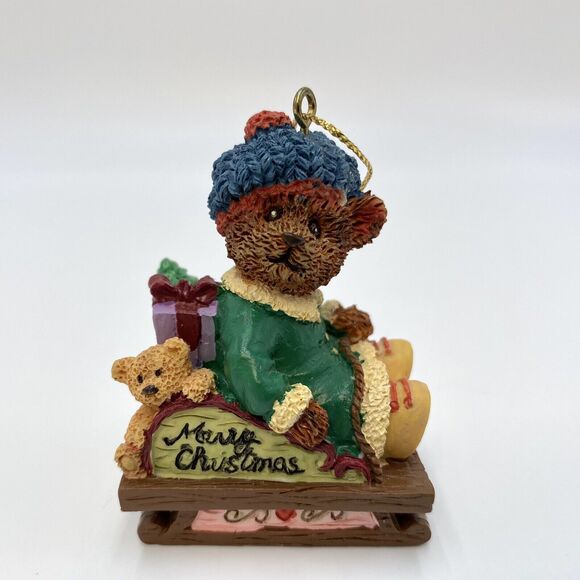 Russ Bears from the Past Christmas Ornament Bear Wrapped with Lights Sled #13782 - Picture 2 of 10